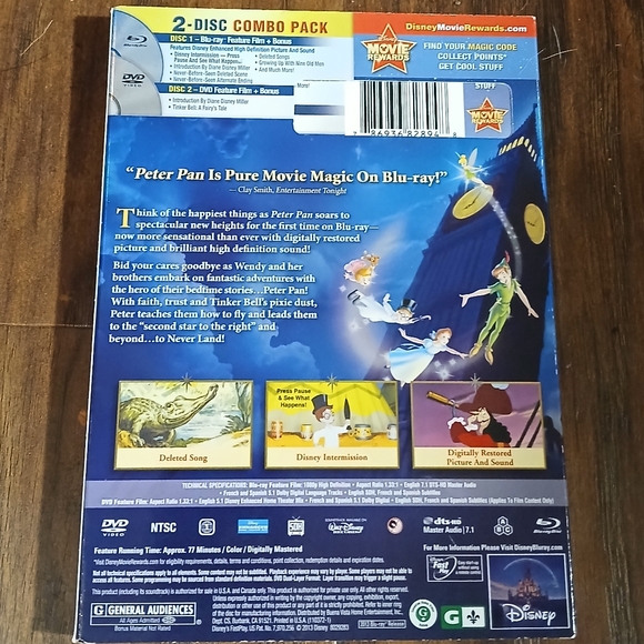 Walt Disney's PETER PAN Diamond Edition on DVD + BLU-RAY - Picture 2 of 2